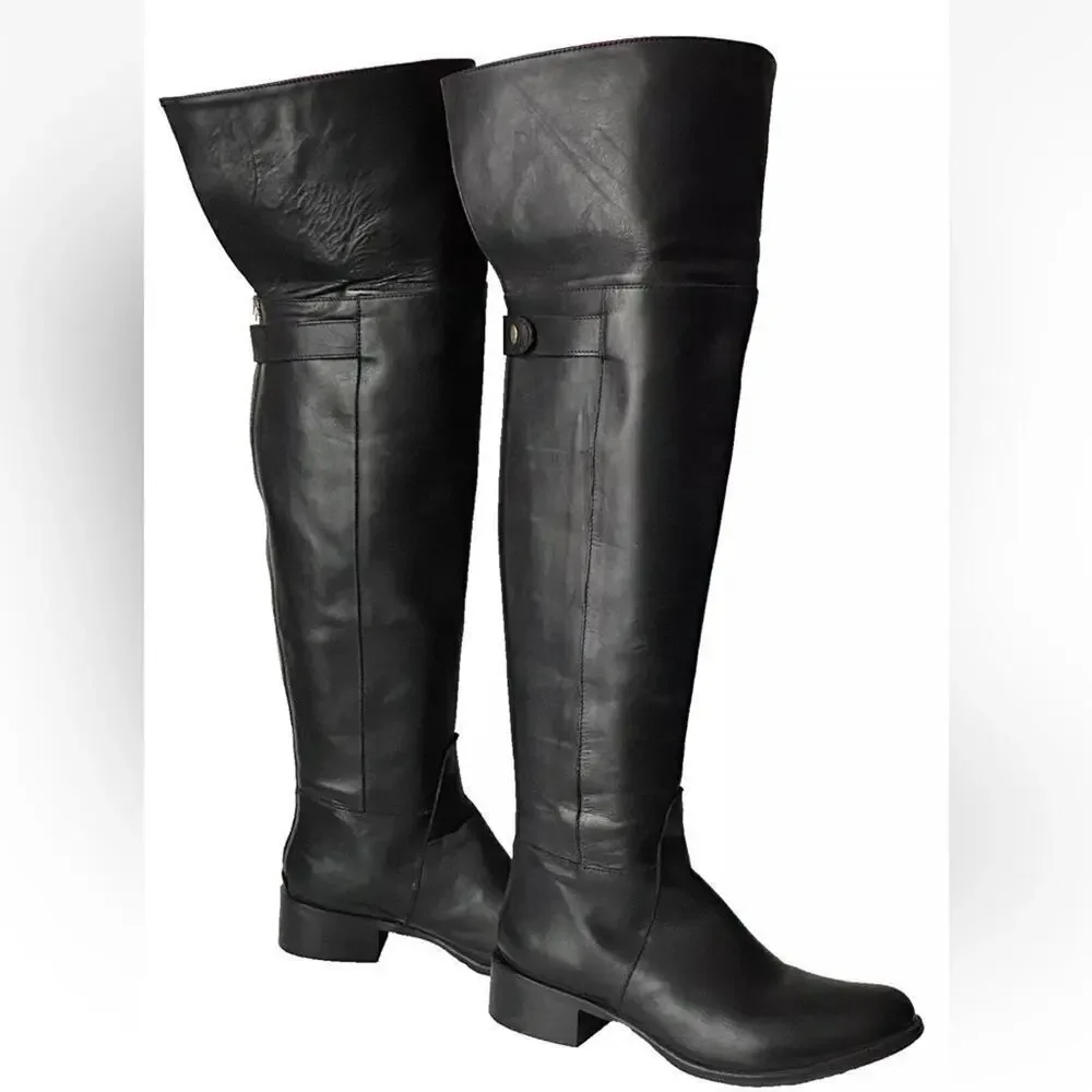 Stelle Monelle over the knee fold down black leather riding boots size 39 / 8.5
